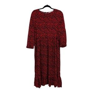 ZARA Womens Size L Red Black Leopard Animal Print Dress